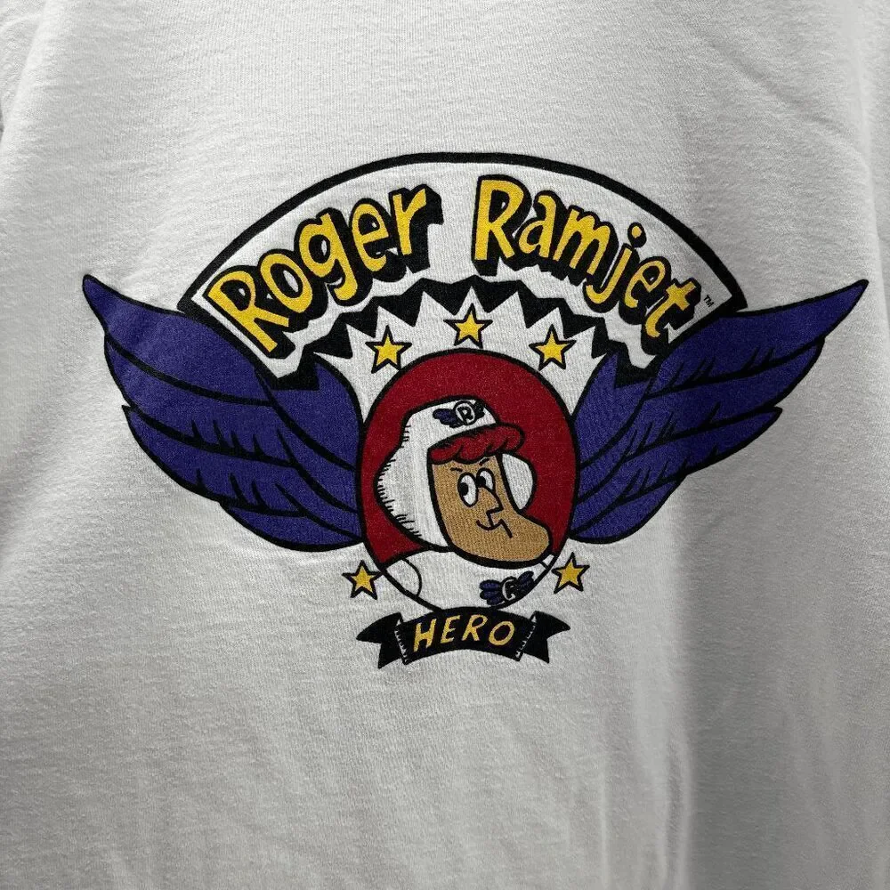 Vintage Rodger Ramjet Hero Single Stitch Fruit of the Loom Shirt Size XL